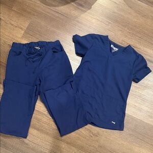 Grey's Anatomy Women's Scrub Top and Pants Set - Navy Blue